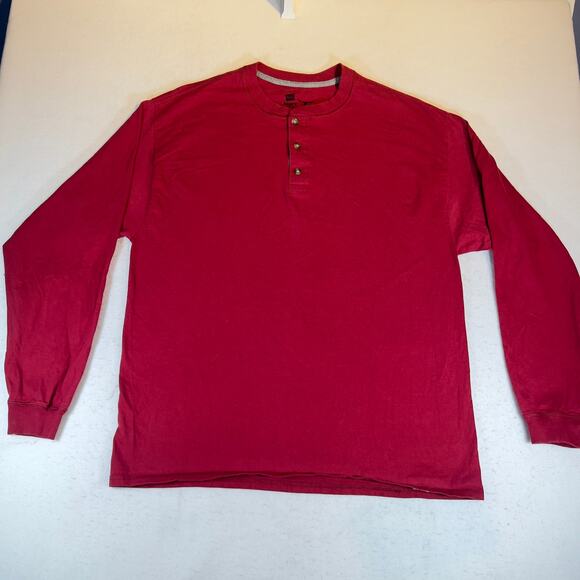 Hanes Beefy T Henley Shirt Men's XL 100% Cotton Thick Warm Base Outdoor Hunting - Picture 3 of 12